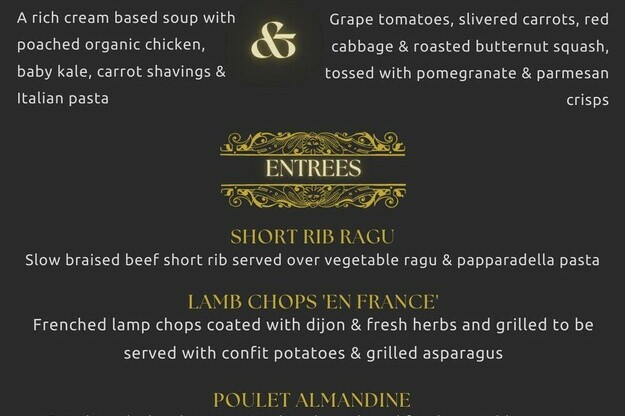 Eco Cafe' New Year's Eve Dinner Menu 2021
